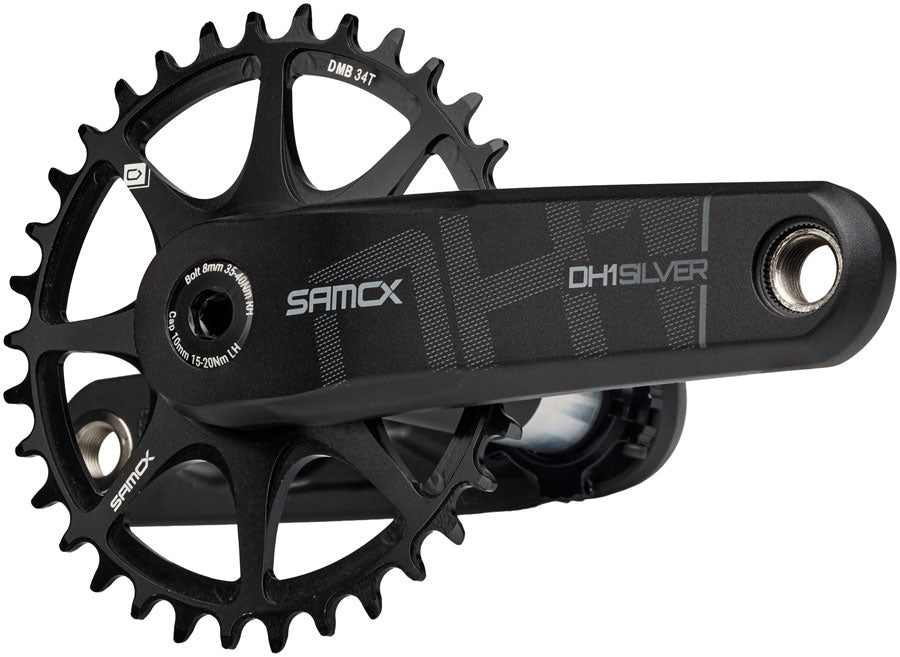 Samox Silver DH-1 Crankset - 155mm 3-Bolt Direct Mount 34t Chainring 28.99mm Aluminum Spindle BLK