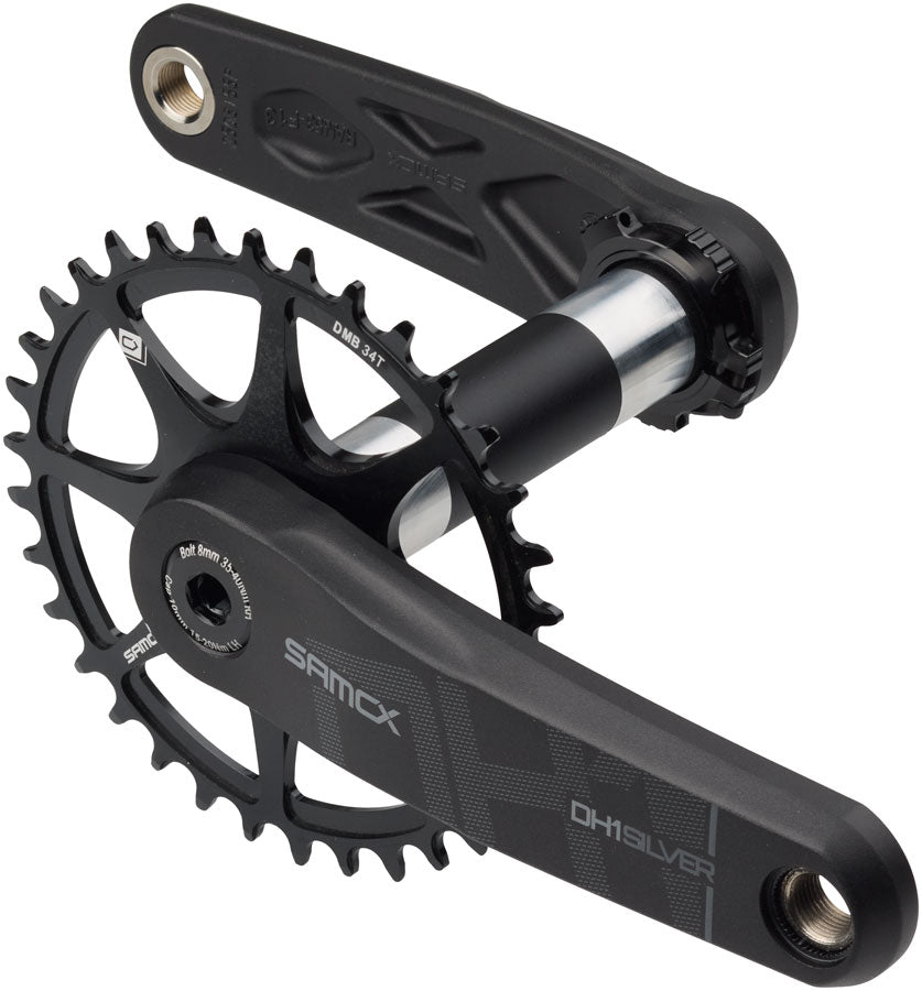 Samox Silver DH-1 Crankset - 155mm 3-Bolt Direct Mount 34t Chainring 28.99mm Aluminum Spindle BLK