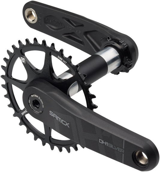 Samox Silver DH-1 Crankset - 160mm 3-Bolt Direct Mount 34t Chainring 28.99mm Aluminum Spindle BLK