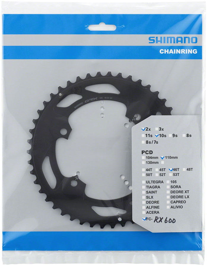 Shimano FC-RX600-10 Chainring - 46t 110 BCD For 2x10 Black Chainrings Shimano   