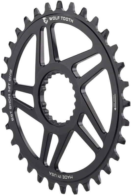 Wolf Tooth Direct Mount Chainring - 34t Shimano DM For Boost Cranks 3mm Offset Requires 12-Speed Hyperglide+ Chain BLK