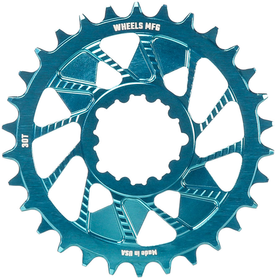 Wheels Manufacturing Direct Mount Chainring - 30t SRAM 3-Bolt Direct Mount 3mm Offset T-Type Chain Compatible Teal