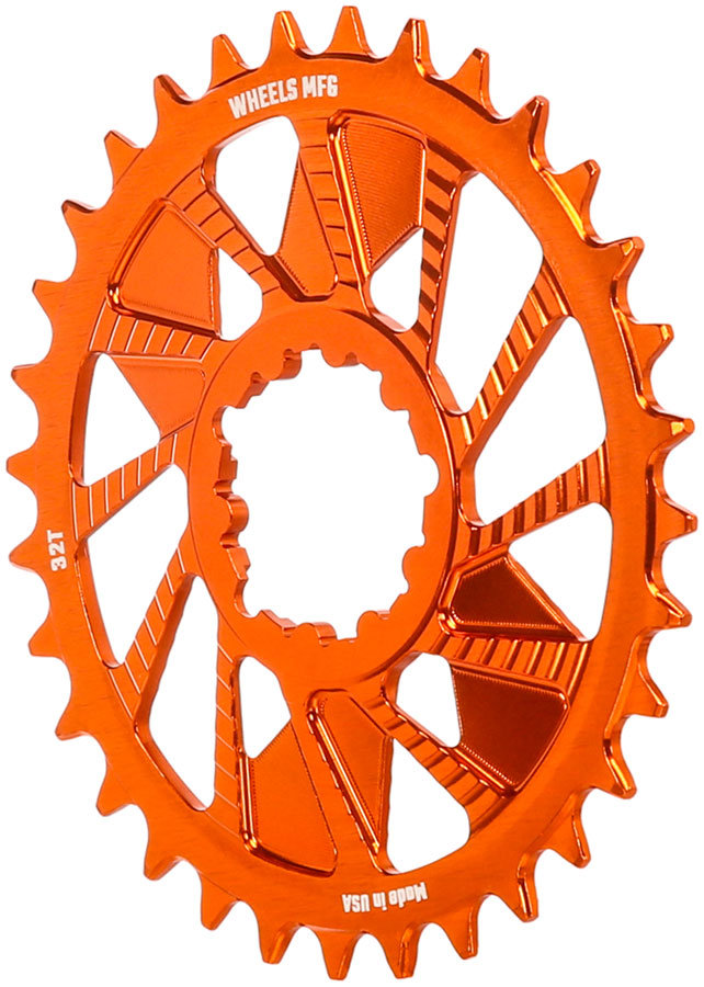 Wheels Manufacturing Direct Mount Chainring - 32t SRAM 3-Bolt Direct Mount 3mm Offset T-Type Chain Compatible Orange