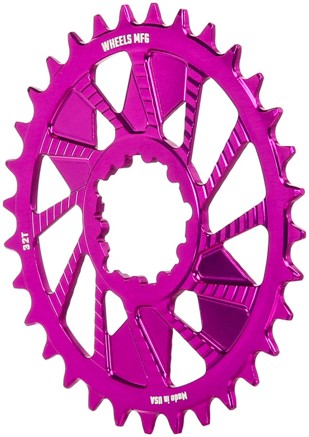 Wheels Manufacturing Direct Mount Chainring - 32t SRAM 3-Bolt Direct Mount 3mm Offset T-Type Chain Compatible Purple