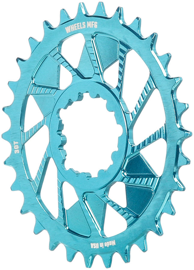 Wheels Manufacturing Direct Mount Chainring - 30t SRAM 3-Bolt Direct Mount 3mm Offset Compatible Hyperglide+ Chain Teal