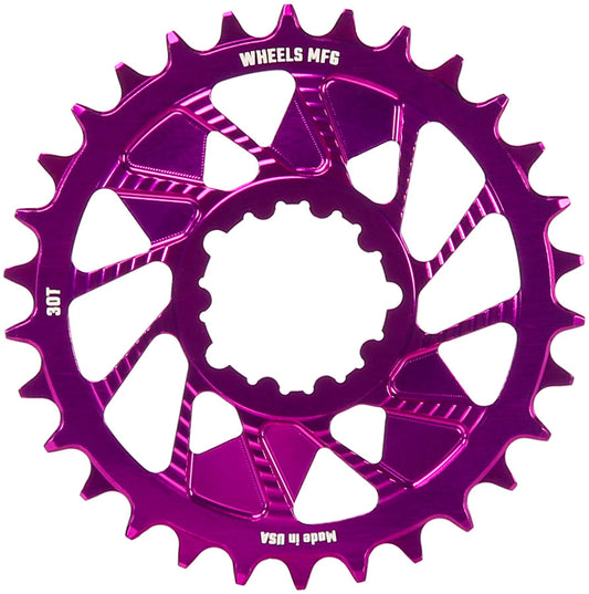 Wheels Manufacturing Direct Mount Chainring - 30t SRAM 3-Bolt Direct Mount 3mm Offset Compatible Hyperglide+ Chain Purple