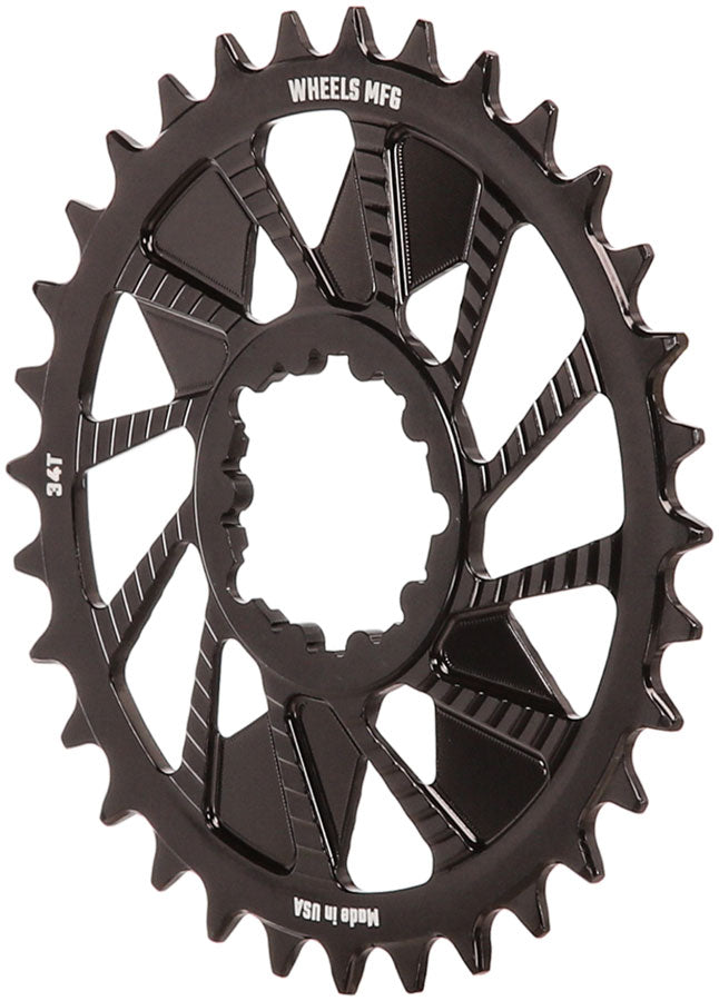 Wheels Manufacturing Direct Mount Chainring - 34t SRAM 3-Bolt Direct Mount 3mm Offset Compatible Hyperglide+ Chain BLK