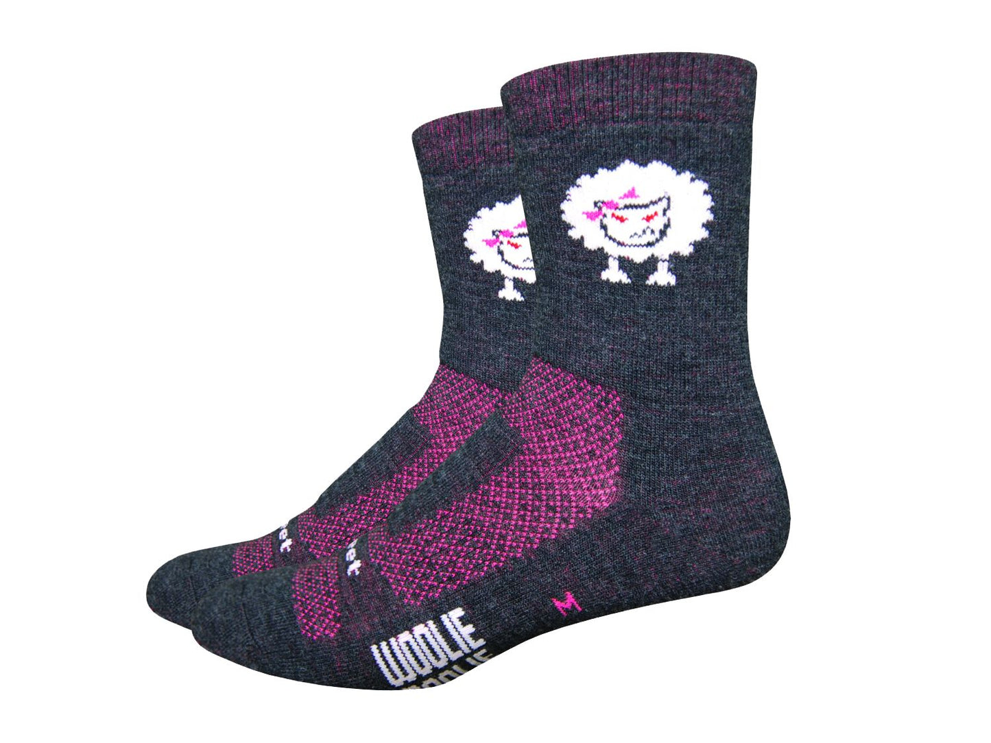 DeFeet Woolie Boolie 4" Baaad Sheep Socks 9.5-11.5 Charcoal