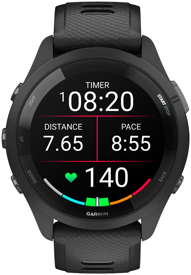 Garmin Forerunner 265 GPS Smartwatch - 46mm BLK Bezel Case BLK/Powder Gray Silicone Band