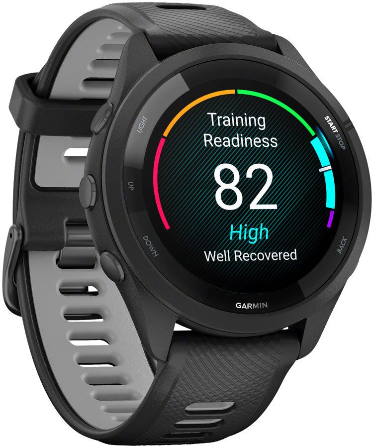 Garmin Forerunner 265 GPS Smartwatch - 46mm BLK Bezel Case BLK/Powder Gray Silicone Band