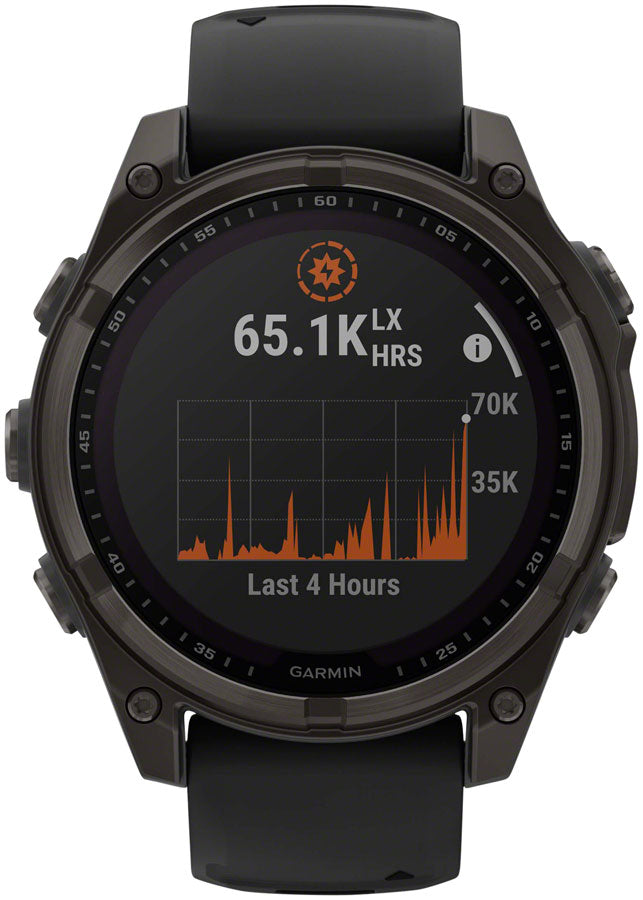 Garmin fenix 8 Smartwatch - 47mm Solar Sapphire Carbon Gray DLC Titanium BLK/Pebble Gray Silicone