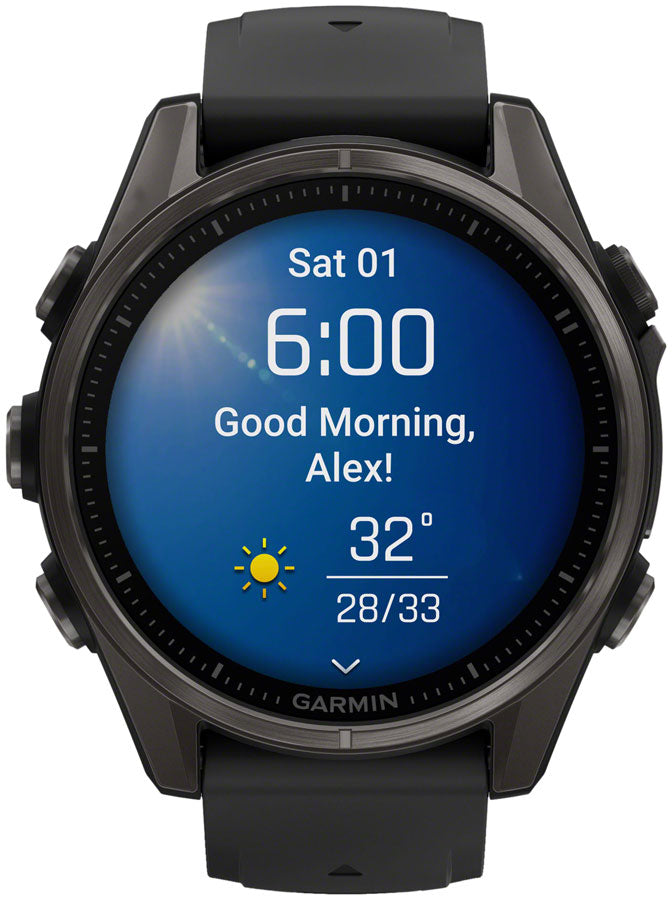 Garmin fenix 8 Smartwatch - 43mm AMOLED Sapphire Carbon Gray DLC Titanium BLK/Pebble Gray Silicone
