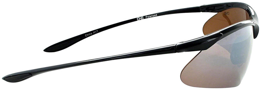 ONE Tightrope Polarized Sunglasses: Shiny Black with Brown Silver Flash Lens