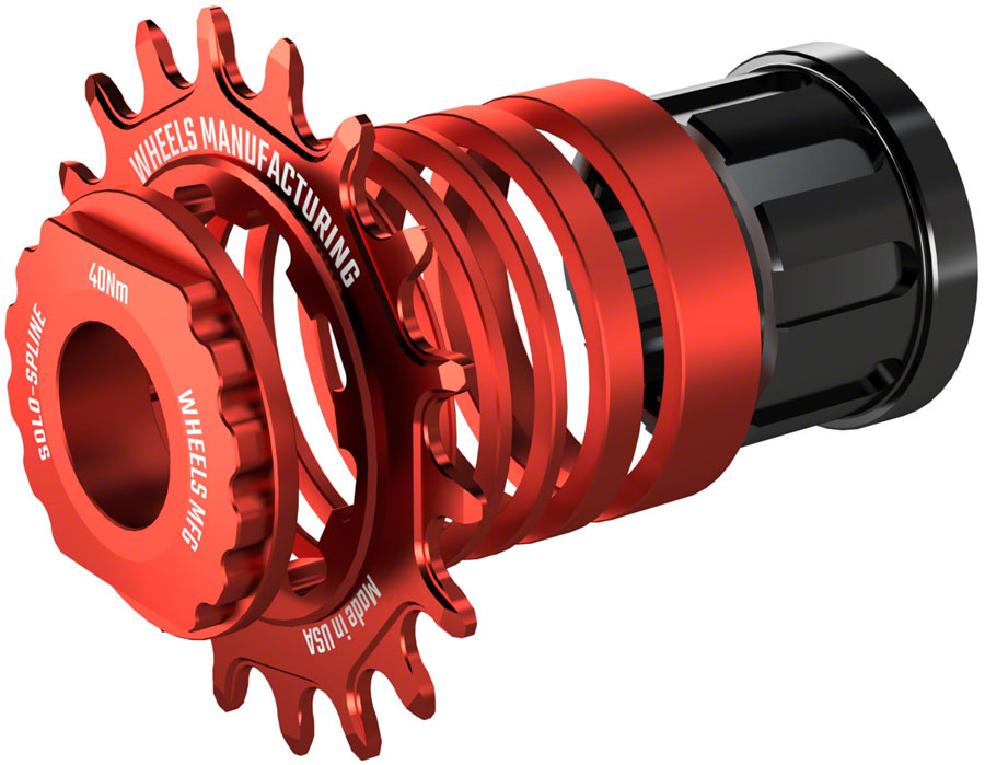 Wheels Manufacturing SOLO-SPLINE Micro Spline Single Speed Conversion Kit - 18t For Shimano Micro Spline Hub Bodies Red