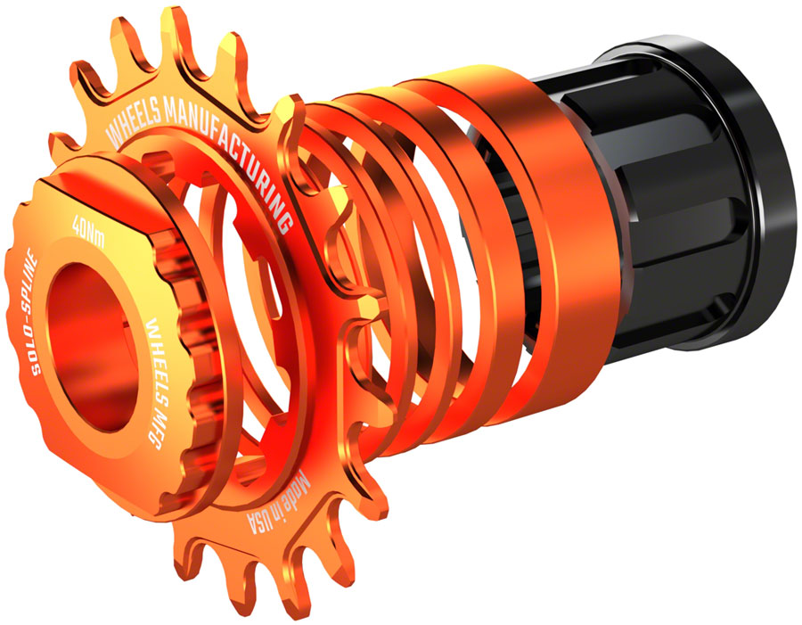 Wheels Manufacturing SOLO-SPLINE Micro Spline Single Speed Conversion Kit - 18t For Shimano Micro Spline Hub Bodies Orange