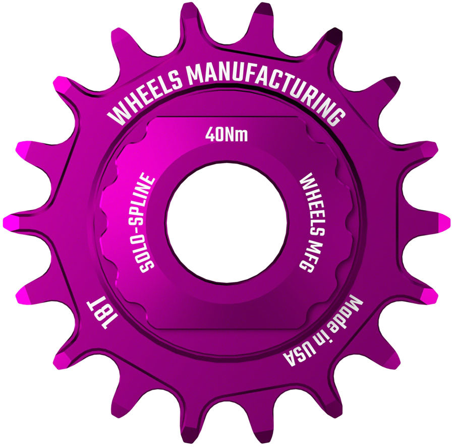 Wheels Manufacturing SOLO-SPLINE Mico Spline Single Speed Conversion Kit - 18t For Shimano Micro Spline Hub Bodies Purple