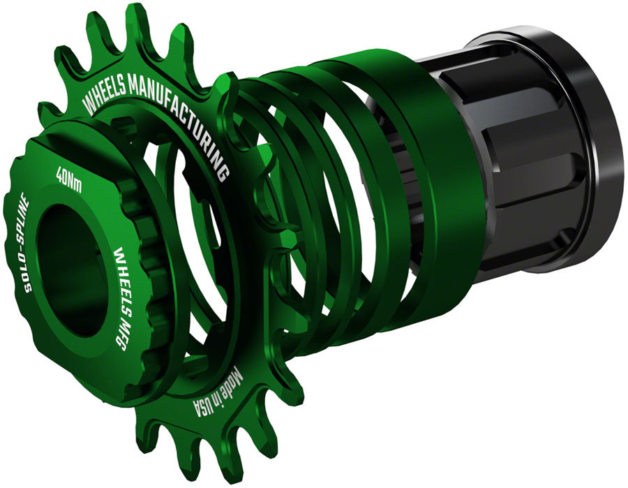 Wheels Manufacturing SOLO-SPLINE Micro Spline Single Speed Conversion Kit - 18t For Shimano Micro Spline Hub Bodies Green