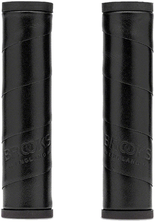 Brooks Willow Leather Grips - Black 130/130mm