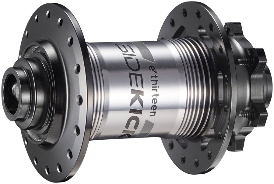 e*thirteen Sidekick Front Hub - 15/20 x 110mm 6-Bolt Disc BLK/Sterling Silver 28H