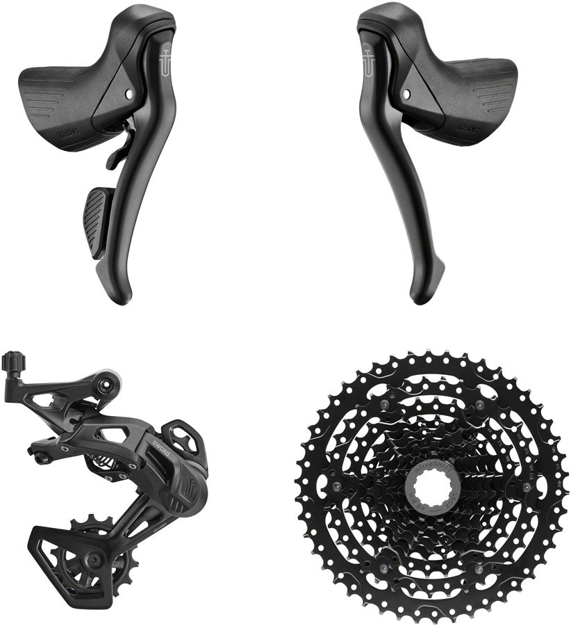 microSHIFT Sword BLK 1x9-Speed Groupset - Includes Brake/Shifters Rear Derailleur Medium Cage 11-46t Cassette