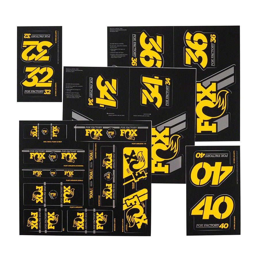 FOX Heritage Decal Kit for Forks and Shocks Yellow