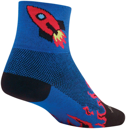 SockGuy Classic Rocket Man Socks - 3" Blue Small/Medium