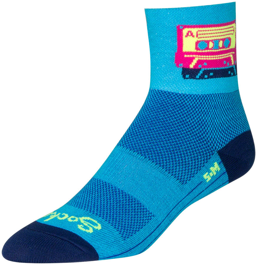 SockGuy Classic Mixtape Socks - 3" Blue/Pink Large/X-Large