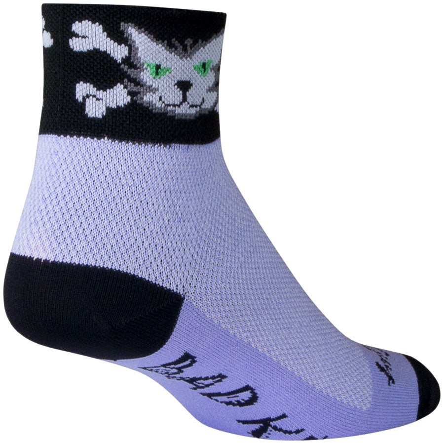 SockGuy Classic Bad Kitty Socks - 2" Purple Womens Small/Medium