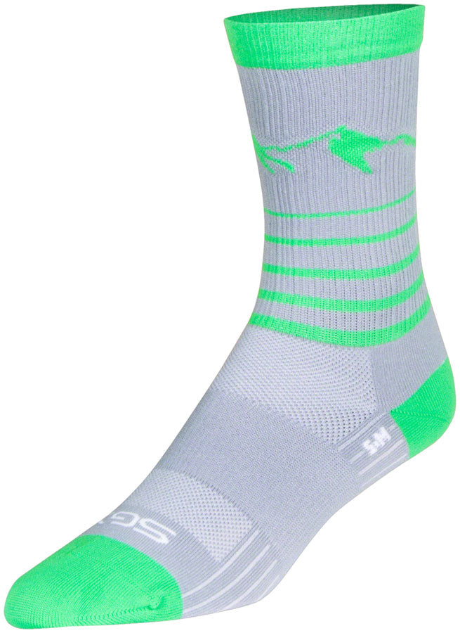 SockGuy SGX Peaks Socks - 6" Gray/Green Small/Medium