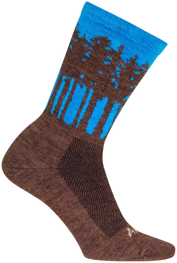 SockGuy Treeline Wool Socks - 6" Brown/Blue Small/Medium