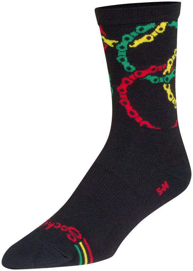 SockGuy Connected Crew Socks - 6" Black/Multi Large/X-Large