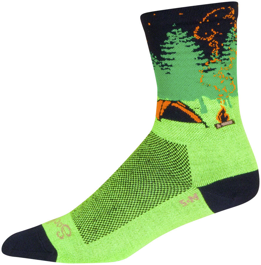 SockGuy Off the Grid Crew Socks - 6" Green/Black/Brown Small/Medium