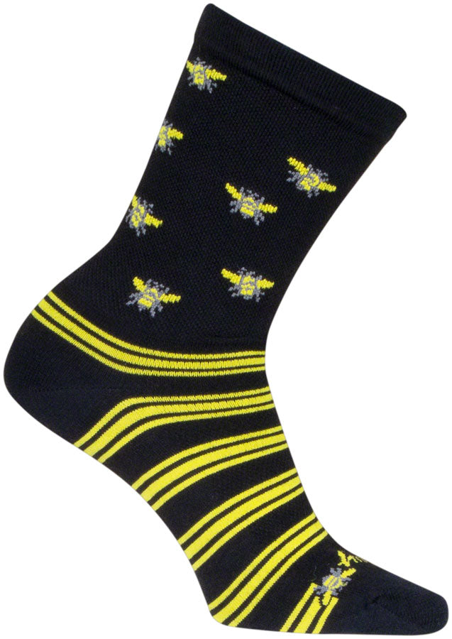 SockGuy Buzz Crew Socks - 6" Black/Yellow Large/X-Large