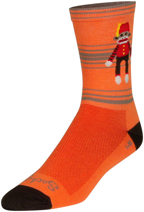SockGuy Funky Monkey Crew Socks - 6" Orange/Red/Brown Large/X-Large