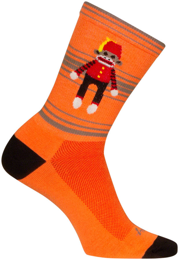 SockGuy Funky Monkey Crew Socks - 6" Orange/Red/Brown Small/Medium