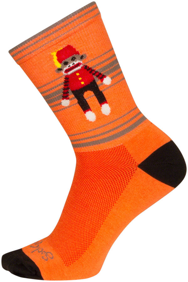 SockGuy Funky Monkey Crew Socks - 6" Orange/Red/Brown Large/X-Large