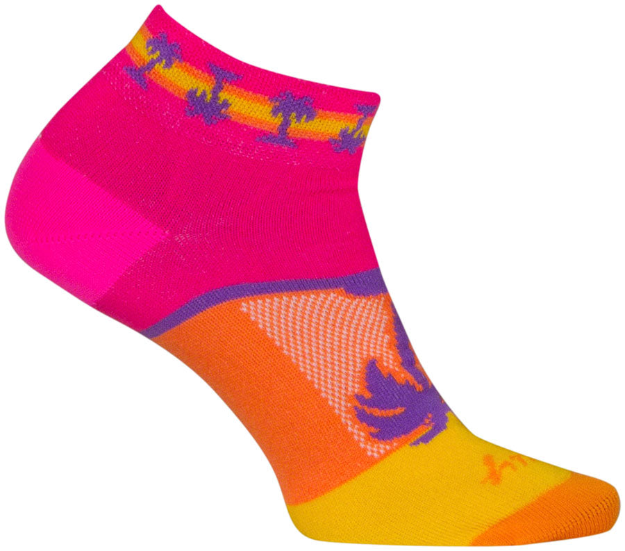 SockGuy Tropical Classic Low Socks - 1" Pink/YLW/Orange Womens Small/Medium