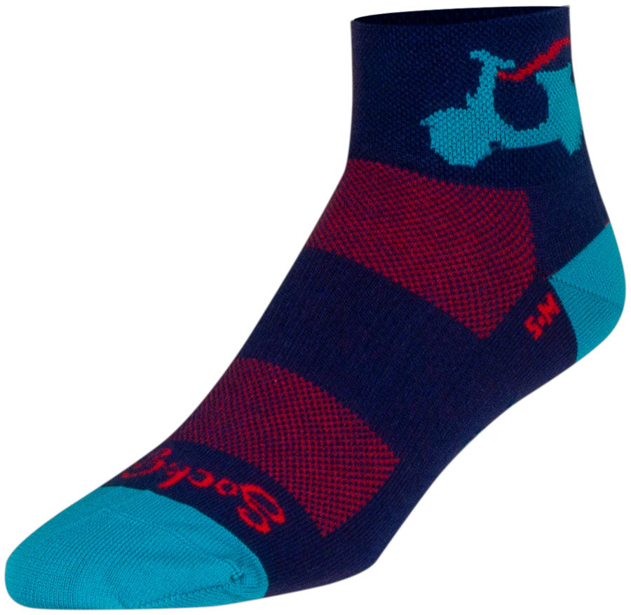 SockGuy Bella Classic Low Socks - 2" Blue/Red Womens Small/Medium