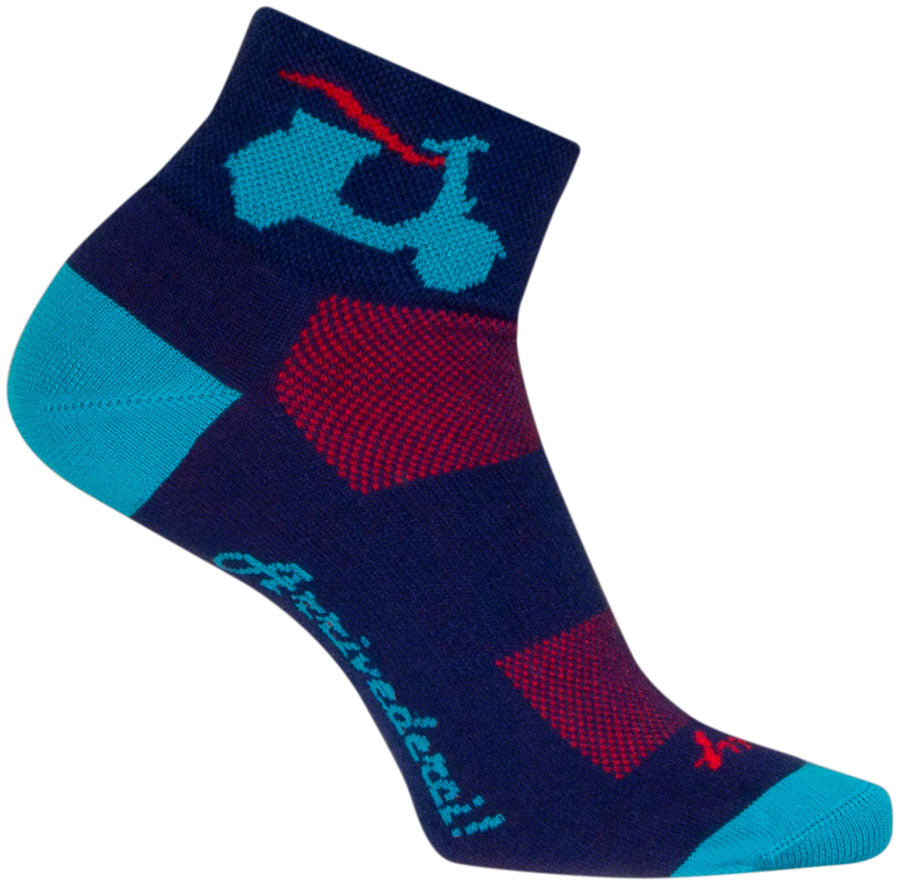 SockGuy Bella Classic Low Socks - 2" Blue/Red Womens Small/Medium