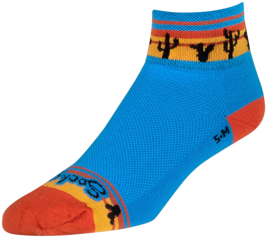 SockGuy Desert Classic Low Socks - 2" Blue/Orange/Gold Womens Small/Medium