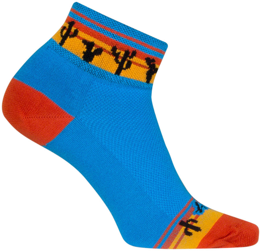 SockGuy Desert Classic Low Socks - 2" Blue/Orange/Gold Womens Small/Medium
