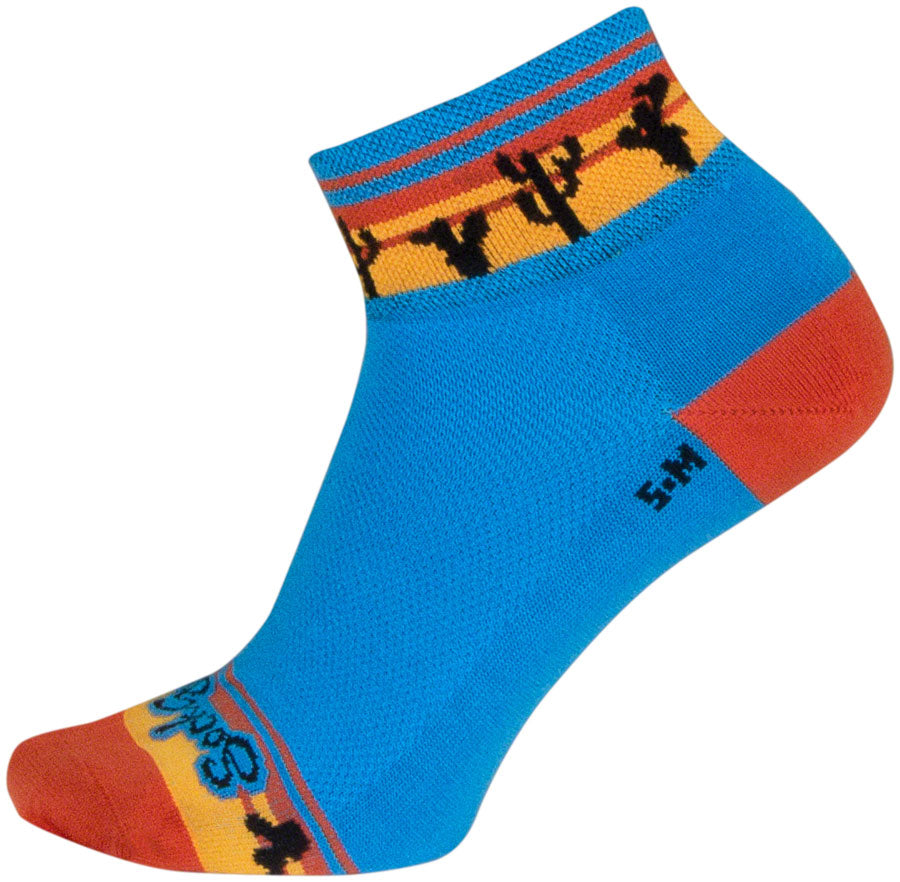 SockGuy Desert Classic Low Socks - 2" Blue/Orange/Gold Womens Small/Medium