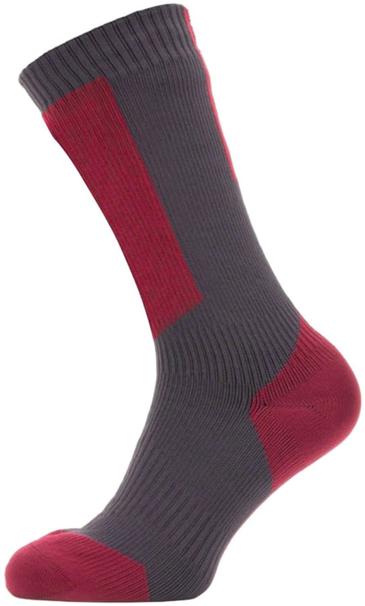 SealSkinz Runton Waterproof Mid Socks - Gray/Red/White Small
