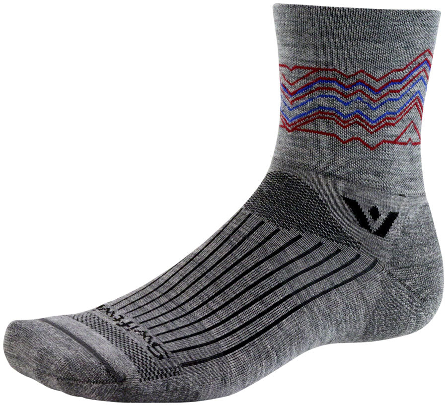 Swiftwick Pursuit Quarter Crew High Socks - 4" Heather Red Large