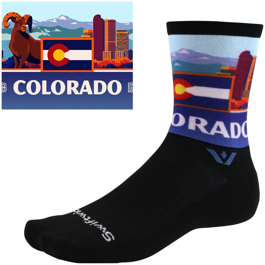 Swiftwick Vision Impression National Park Crew Socks - 6" Colorado Large