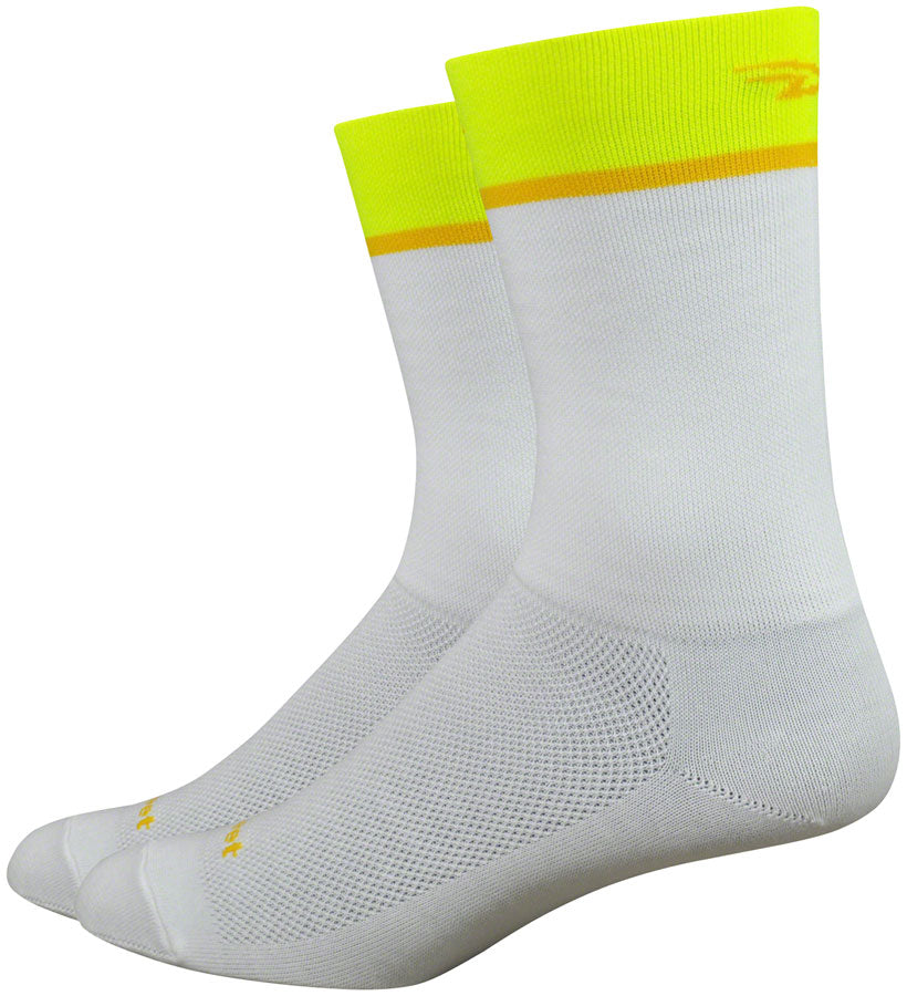 DeFeet Aireator Team Socks - 6" White/Hi-Vis Small