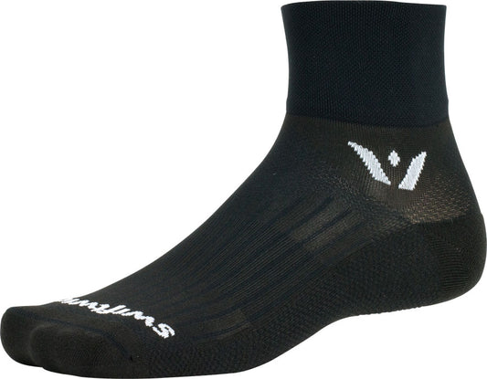 Swiftwick Aspire Quarter Crew Socks - 2" Black Small