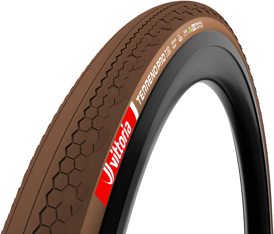 Vittoria Terreno Pro T10 Hardpack Tire - 700 x 45 Tubeless Folding BLK/Brown Eco Gravel Race