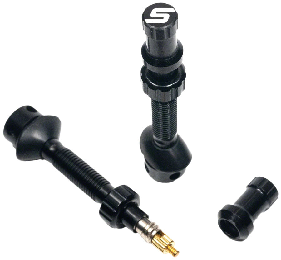 Stans Tubeless Universal+ Valve Stems - Alloy Regular Black Pair