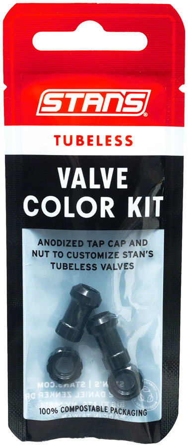 Stans Tubeless Valve Stem Cap Color Kit - Black Pair